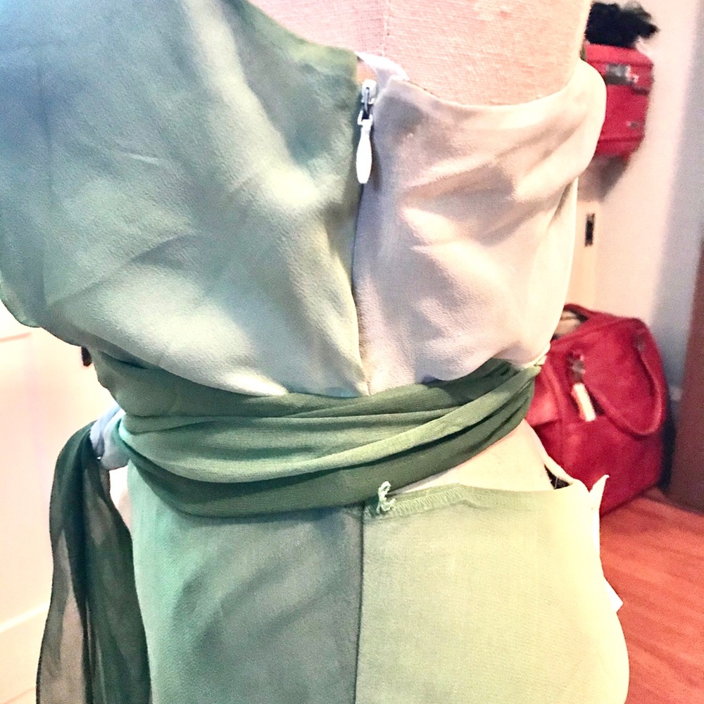 NWT BCBG MAXAZRIA Green & Brown Ombre Silk Dress - Picture 6 of 8
